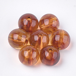 Perles acryliques, style de pierres fines imitation, ronde, Sandy Brown, 14x13.5mm, Trou: 2mm, environ 330 pcs/500 g