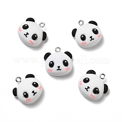 Pendentifs en résine opaque, avec boucles en fer couleur platine, panda au visage rougissant, blanc, 19x18x8mm, Trou: 2mm