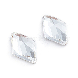 Glas Strass Cabochons, flacher Rücken & Rückseite plattiert, facettiert, Rhombus, Kristall, 8x5x2.5 mm