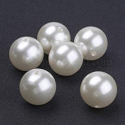 Perles rondes imitation acryliques blanches crémeuses pour le collier pour enfants chunky, 20mm, Trou: 2mm