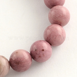 Natural Rhodonite Beads Strands, Round, 6.5mm, Hole: 1mm, about 63pcs/strand, 15.5 inch