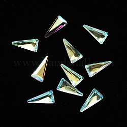 Triangle Transparent Glass Cabochons, Nail Art Decoration Accessories, Faceted, Gold, 8x4x2mm