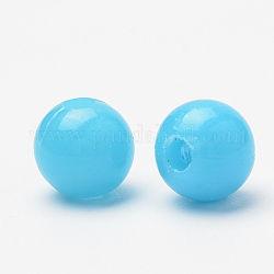 Пластиковые шарики, круглые, Небесно-голубой, 8x7.5 мм, отверстие : 2 мм, Около 2270 шт / 500 г