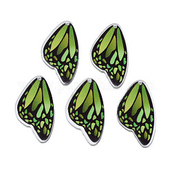 Ciondoli stampati in acrilico traslucido, farfalla, verde chiaro, 35.5x19.5x2mm, Foro: 1.5 mm