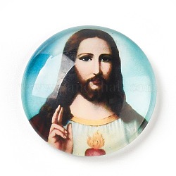 Glas cabochons, halbrund / kuppel mit jesus, für Ostern, Farbig, 25x6~6.5 mm