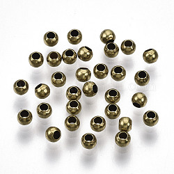 Messing Perlen, Runde, Nickelfrei, Nicht Plattiert, 3x2.3 mm, Bohrung: 1.4 mm