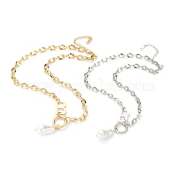 Colliers pendentifs en acrylique imitation perle, avec chaînes de câble en 304 acier inoxydable, lettre b, couleur mixte, 17.32 pouce (44 cm)