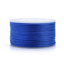 Cordons tressés en polyester, pour la fabrication de bijoux, bleu moyen, 2mm, environ 21.87 yards (20 m)/rouleau