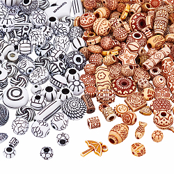 Arricraft environ 160g de perles en vrac antiques entretoises, Perles de fabrication de bijoux en forme de mélange perles acryliques peintes pour la fabrication de bijoux de collier de bracelet de charme européen