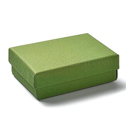 Картон комплект ювелирных изделий коробки, с губкой внутри, прямоугольные, зеленый лайм, 9.15x7.1x3.05 см