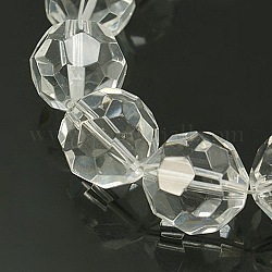 Faceted Glass Round Beads Strands, Clear, about 18mm in diameter, hole: 2mm, 20pcs/strand, 14inch