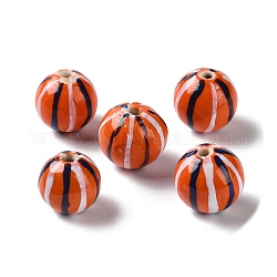Perline porcellana fatto a mano, porcellana famille rose, tondo, arancione, 12~13.5mm, Foro: 1.8 mm