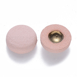 Handgemachte Porzellan Cabochons, mit gebürsteter Goldfarbe konkav, matt, Halbrund, rosa, 13x5 mm