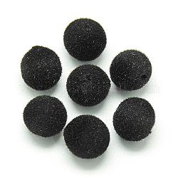 Flocky акриловыми шариками, круглые, чёрные, 12 мм, Отверстие : 2 мм , около 500 шт / 500 г