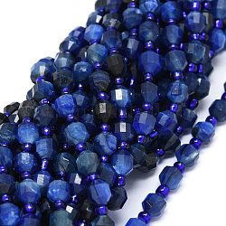Chapelets de perles en cyanite naturelle, teinte, avec des perles de rocaille, facette, Toupie, perles de prisme à double pointe, 5~7x6mm, Trou: 0.8mm, Environ 48 pcs/chapelet, 15.55'' (39.5 cm)