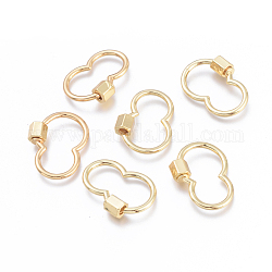 Brass Screw Carabiner Lock Charms, for Necklaces Making, Long-Lasting Plated, Cadmium Free & Lead Free & Nickel Free, Cucurbit, Real 18K Gold Plated, 24x18x2mm, Screw: 5x5x5mm