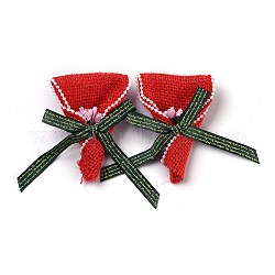 Handgemachte Leinen Ornamentzubehör, für DIY Basteln, handgebundene Blumenstraußform, rot, 73~96x58~63x17~21 mm
