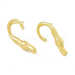 Brass Stud Earrings, with Horizontal Loops, Twist Candy Cane, Matte Gold Color, 27x13.5mm, Hole: 1.4mm, Pin: 0.9mm