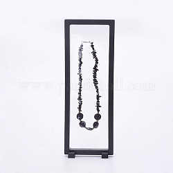 Supporti in plastica, con membrana trasparente, Supporto per display a cornice mobile 3d, per display gioielli braccialetto / collana, rettangolo, nero, 30x11x2cm