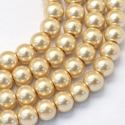 Baking Painted Pearlized Glass Pearl Round Bead Strands, BurlyWood, 4~5mm, Hole: 1mm, about 210pcs/strand, 31.4 inch