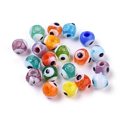 Perles vernissées manuelles, mauvais œil, couleur mixte, 6mm, Trou: 1.5~2mm