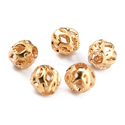 Perline in ottone placcato scavato di lunga durata, perline in filigrana, vero placcato oro 24k, 4x3.5mm, Foro: 1.2 mm