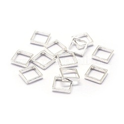 925 Sterling Silver Bead Frames, Rhombus, Silver, 11.5x11.5x1.5mm, Hole: 0.8mm