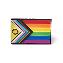 Pin de esmalte rectangular con bandera del orgullo del color del arco iris, Broche de aleación negra de electroforesis para ropa de mochila, electroforesis negro, 18x28x1.5mm