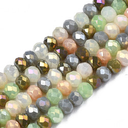 Opache perle di vetro fili, vetro d'imitazione di giada, rondelle sfaccettato, grigio, 3x2mm, Foro: 0.8 mm, circa 186~193pcs/filo, 17.13 pollice ~ 17.32 pollici (43.5 cm ~ 44 cm)