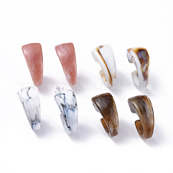Boucles d'oreilles en acrylique de style imitation de pierres précieuses, avec accessoires de puces d'oreilles en 304 acier inoxydable et poussoirs d'oreilles en caoutchouc, couleur mixte, 28x18x14mm, pin: 0.8 mm