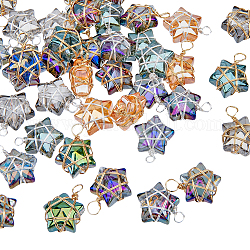 Superfindings 40 pièces pendentifs étoile enveloppés de fil ab couleur galvanoplastie breloques en verre couleur mélangée breloques en cristal pour boucle d'oreille bracelet collier fabrication de bijoux, Trou: 1.5-2 mm