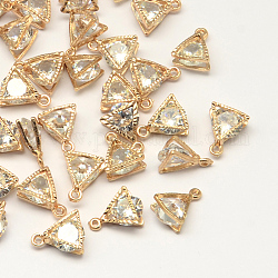 Charms in lega, con zirconi, triangolo, chiaro, oro chiaro, 11x9x5mm, Foro: 1 mm