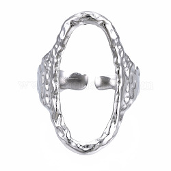 304 anello a polsino aperto ovale in acciaio inossidabile, anello grosso cavo per le donne, colore acciaio inossidabile, misura degli stati uniti 6 3/4 (17.1mm)