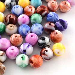 Perles acryliques opaques, ronde, couleur mixte, 12mm, Trou: 2mm, environ 520 pcs/500 g