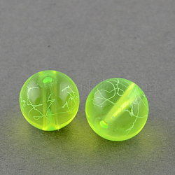 Chapelets de perles en verre transparent drawbench, peint à la bombe, ronde, jaune vert, 6mm, Trou: 1.3~1.6mm, 31.4 pouce