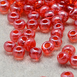 12/0 grade a perles de rocaille en verre rondes, couleurs transparentes lustered, tomate, 12/0, 2x1.5mm, Trou: 0.3mm