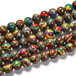 Perline malachite fili sintetici, tinto, tondo, colorato, 8mm, Foro: 1 mm, circa 46pcs/filo, 14.76 pollici (37.5 cm)