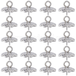 SUNNYCLUE 120Pcs Stainless Steel Cup Peg Bails, Pendant Bails for Half-Drilled Beads, 8-Petal, Flower, Stainless Steel Color, 8~8.5x7.5x7.5mm, Hole: 1.2mm, Pin: 0.6mm
