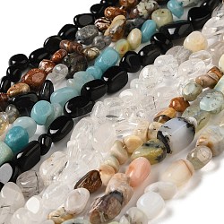 Chapelets de perles en pierres naturelles mélangées, puce, 7~17x6~10x3~9mm, Trou: 1mm