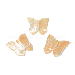Cabochons shell amarillo naturales, tallado, mariposa, 46x45x2mm