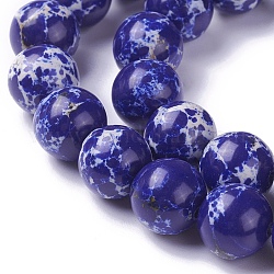 Synthetic Imperial Jasper Bead Strands, Dyed, Round, Dark Blue, 6mm, Hole: 1mm, about 66pcs/strand, 15.7inch