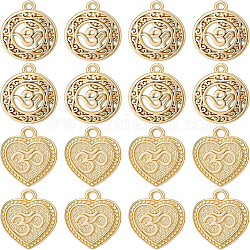 BENECREAT 20Pcs 2 Style OM Yoga Charms 18K Gold Plated OM Symbol Charms Pendants for DIY Jewelry Making