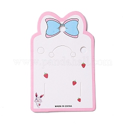 Paper Jewelry Display Cards for Keychain, Hair Clip, Rectangle with Strawberry and Bowknot Pattern, Pearl Pink, 12.5x7.9x0.03cm, Hole: 6.5~8mm
