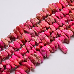 Natural Imperial Jasper Beads Strands, Nuggets, Dyed, Deep Pink, 8~16x4~10mm, Hole: 1mm, about 15.7 inch