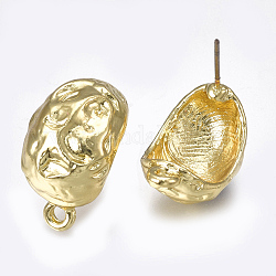 Accessoires de clous d'oreilles en alliage, avec boucle, épingles en acier, or clair, 21x12.5mm, Trou: 1.6mm, pin: 0.7 mm