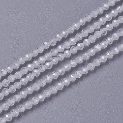 Zirkonia Perlen Stränge, facettiert, Runde, weiß, 3x2.5~3 mm, Bohrung: 0.3 mm, ca. 114~141 Stk. / Strang, 15.1~16.4 Zoll (38.4~41.8 cm)