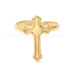 Placcatura ionica (ip) 304 anello per polsino aperto a croce in acciaio inossidabile per donna, oro, diametro interno: 18mm