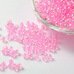 Perles acryliques transparentes écologiques, ronde, couleur ab , perle rose, 10mm, Trou: 1.8mm, environ 1000 pcs/500 g