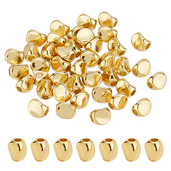 BENECREAT 50 Pcs 18K Gold Plated Spacer Beads 4x4.5mm Brass Twist Beads Senmless Irregular Beads Metal Loose Beads Bulk for Necklace Bracelet Earring Jewelry Making Findings Hole 1.5mm