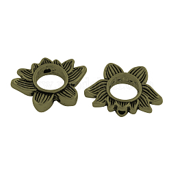 Tibetan Style Lotus Alloy Bead Frames, Cadmium Free & Nickel Free & Lead Free, Antique Bronze, 14x19x4mm, Hole: 1.5mm, Inner Hole: 7mm, about 270pcs/500g